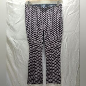 Anthropologie Maeve Margot Kick Flare Cropped Pant XS Black Pink Geometric Retro